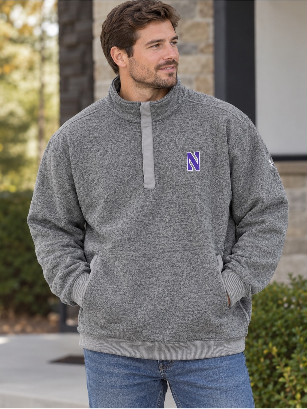 Northwestern NCAA Football Under Armour Men's XXL Long Sleeve 1/4 Zip Loose Fit